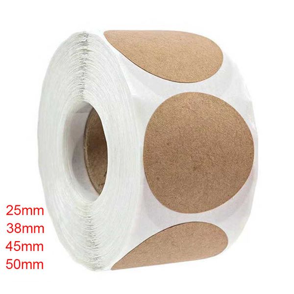 

natural brown kraft stickers (500 per roll) - round blank stickers (permanent adhesive) for store owners, crafts, organizing, jar and cannin