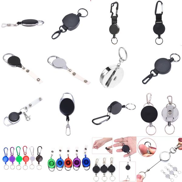 

1 pc steel wire rope chain recoil retractable key chain key ring women men diy anti lost keychain steel rope burglar tools, Silver