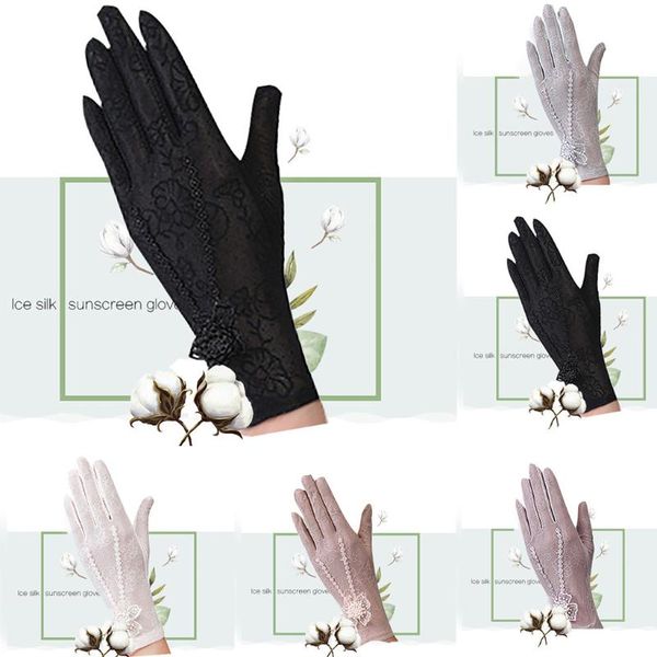 

five fingers gloves 2021 women" fashion outdoor uv-proof cycling bikes women screen show party home lace gifts handschoenen dames, Blue;gray