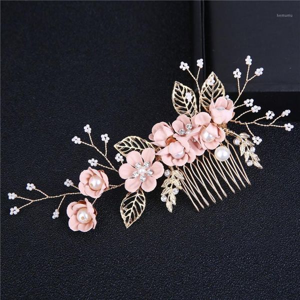 

fashion bridesmaid hair combs flower pearl comb for bride headwear pins wedding party headdress women accessories1