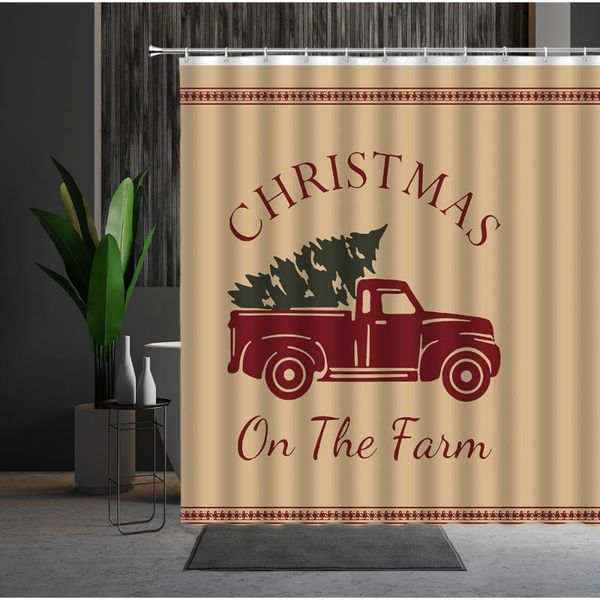

shower curtains farm curtain cartoon car christmas tree rural bathroom decor polyester washable home supplies bath with hook
