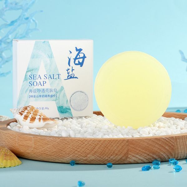 DHL Sapone naturale fatto a mano al latte di capra al sale marino Sapone per il lavaggio del viso Bagno doccia