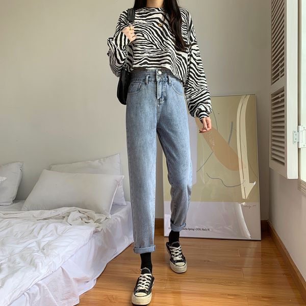 

women's jeans woman high waist clothes wide leg denim clothing blue streetwear vintage quality 2021 fashion harajuku straight pant rlde