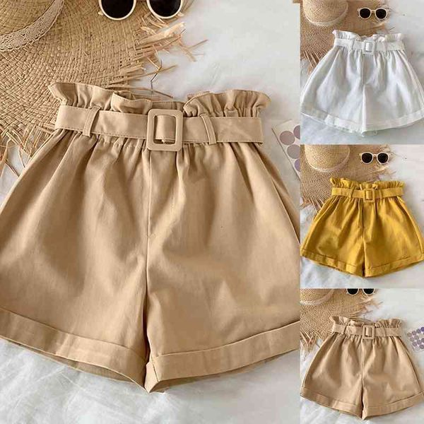 

traf fashion summer drawstring womens shorts high waist solid color elastic loose casual ladies clothes sports, White;black