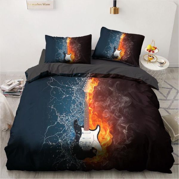 

bedding sets 3d printed luxury music electric guitar roclet astronaut single  double king twin bed for home duvet cover