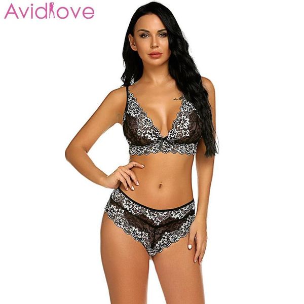 

bras sets women floral spaghetti strap chemise g-string lingerie pajamas, Red;black