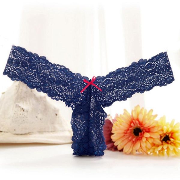 

women's panties women seductive female thongs lace perspective briefs g-strings underpant bow knot decoration t-back, Black;pink