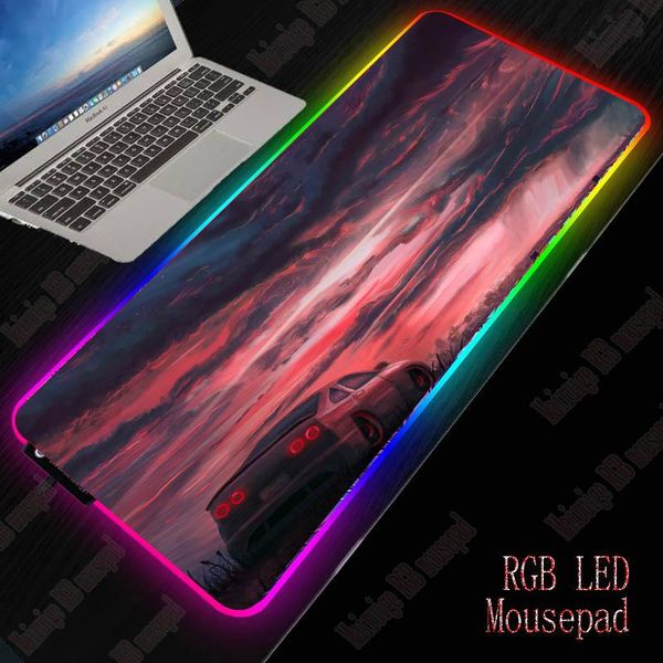 

mouse pads & wrist rests art car sunset city gaming pad large gamer big mat computer mousepad led backlight mause for