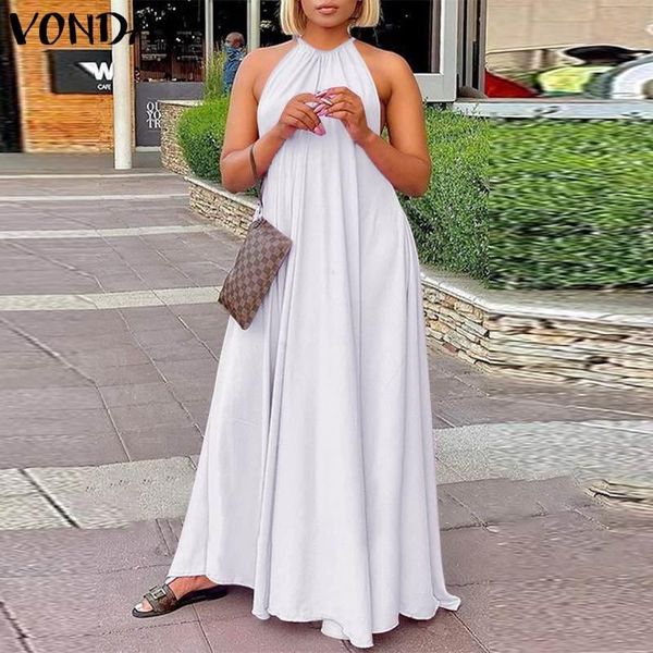 

casual dresses women summer dress bohemian backless sundress evening party halter 2021 vonda femme vestidos robe, Black;gray