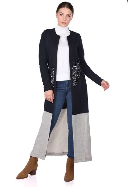 

women's knits & tees sequin embroidered open front long cardigan, White