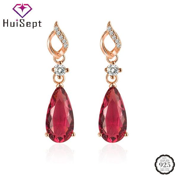 

dangle & chandelier huisept earrings 925 silver jewelry water drop shape ruby zircon gemstone trendy earring for women wedding engagement ac