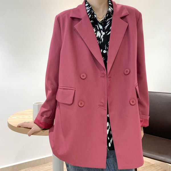 

women's suits & blazers [ewq] simple trend women solid color lapel double-breasted fashion temperament long-sleeved blazer autumn 2021, White;black