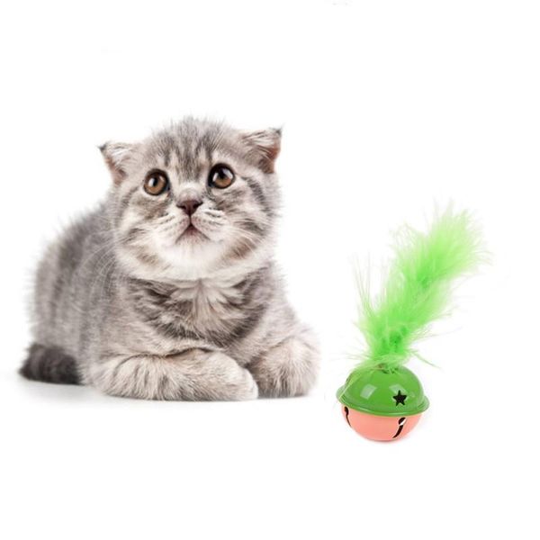 

cat toys durable ball toy with feather interactive squeaky balls