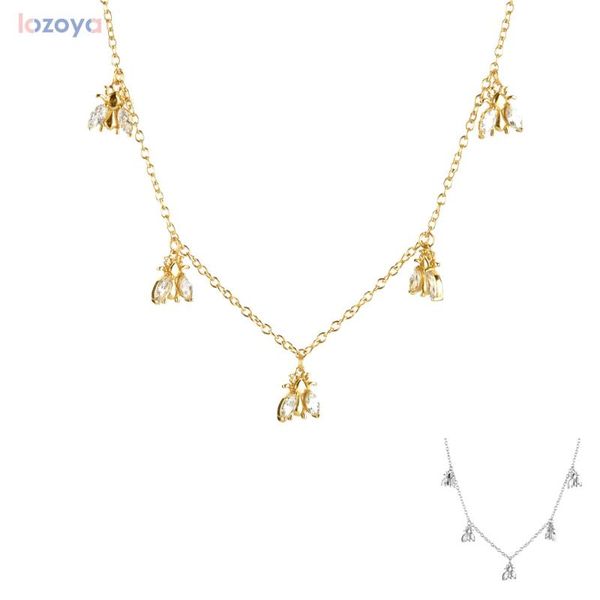 

chains lozoya 925 sterling silver long chain choker jewelry party 2021 necklace bees charms fashion crystal zircon fine jewels