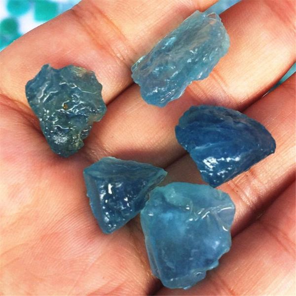 

decorative objects & figurines 5pcs beautiful crystal stone aquamarine rough ore quartz gem fashion jewelry gift color blue