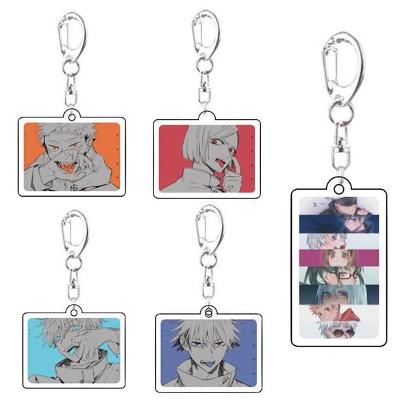 

keychains jujutsu kaisen keychain kugisaki nobara satoru yuji itadori acrylic key chains cosplay accessory anime props keyring, Silver