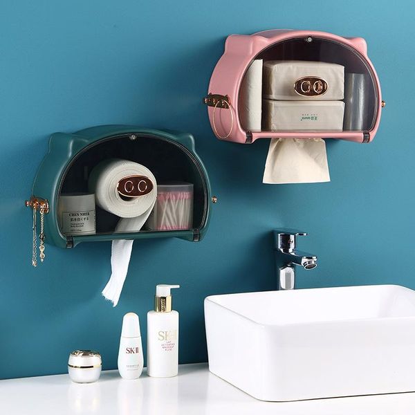 

toilet paper holders punch-waterproof bathroom tissue holder creative tray drawer accessories