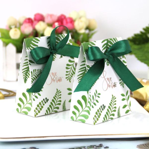 

gift wrap 10pcs european wedding favor candy box green forest style chocolate with ribbon for baby shower birthday party supplies