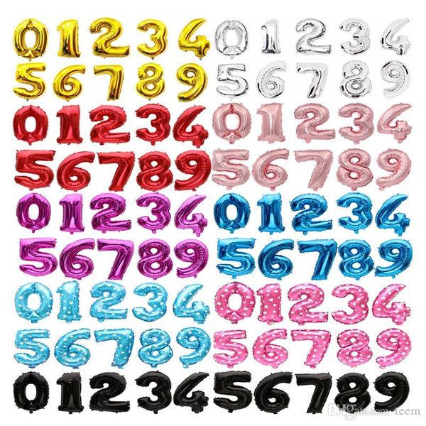 

32 inch digital 0-9 aluminum foil balloon old version fat body wholesale rose gold film
