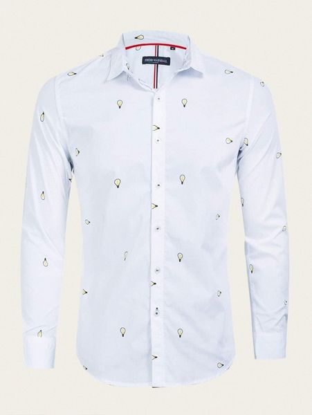 

men bulb print button up shirt i3et#, White;black