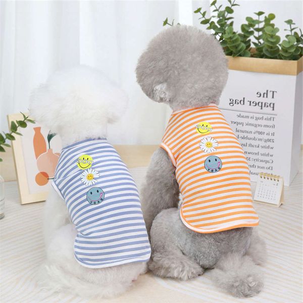 

pet spring and summer sunflower striped vest cute casual teddy bear small dog clothing