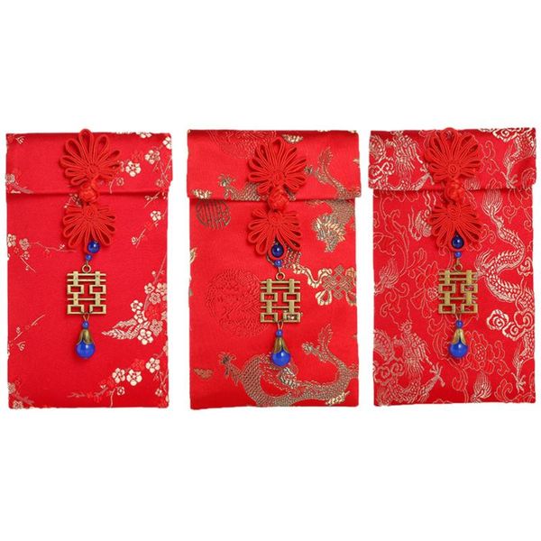 

gift wrap 3pcs spring festival red packets chinese embroidered envelopes money bags