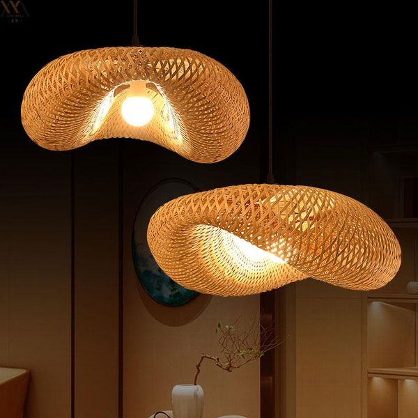 

pendant lamps nordic rattan art led light for home decoration, retro bamboo lamp, garden restaurant interior lighting decoration