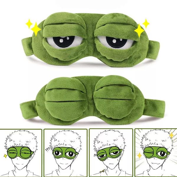 

berets imcute sleeping blindfold creativity cartoon 3d frog plush breathable goggles children travel lunch break shading, Blue;gray