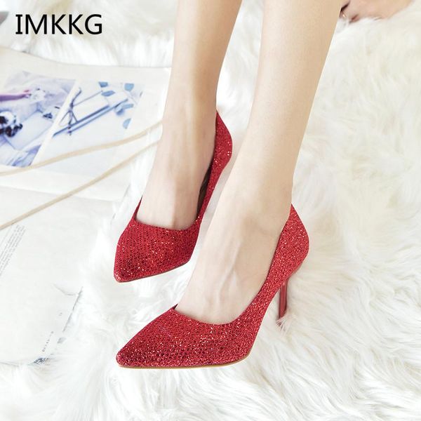 

bling women pumps 8.5cm super high heels thin pointed toes nightclub shoes wedding m521 dress, Black