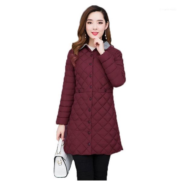 

women's down & parkas autumn winter women parka coat 5xl plus size slim 2021 korean black army green lapel fashion long warmth
