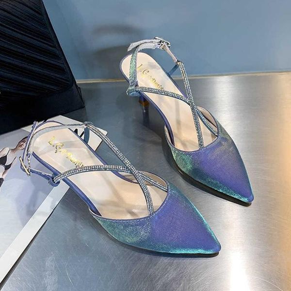 

dress shoes 2021 brand women luxury rhinestone heels sandals summer fashion party woman comfortable thin high, Black