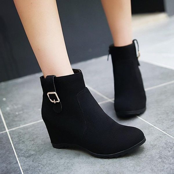 

boots autumn and winter short barrel middle heel women's large 40-43, Black