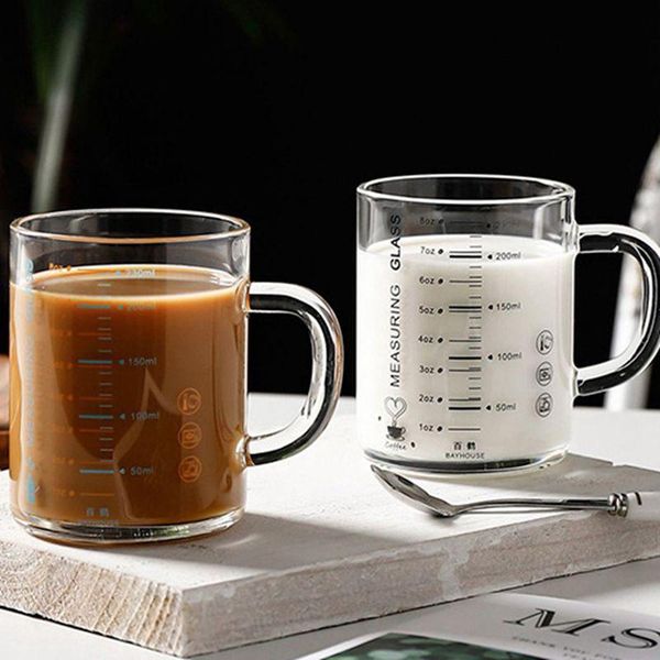 

wine glasses 250ml heat-resistant glass coffee cup milk with scale water ins measuring household breakfast kitchen accessor