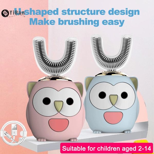 

smart electric toothbrush 360 degrees u-shaped kids children silicone automatic ultrasonic teeth tooth brush