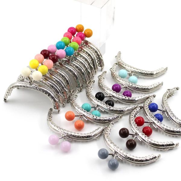 

bag parts & accessories lionsen 8.5cm small beads silver arc metal purse frame handle for clutch handbag making kiss clasp lock, Black