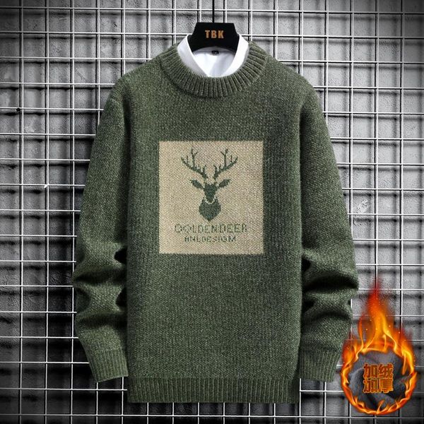 

men's sweaters 3xl 2021 vintage oversized mens knitted sweater men deer print pullover hip hop harajuku white, White;black