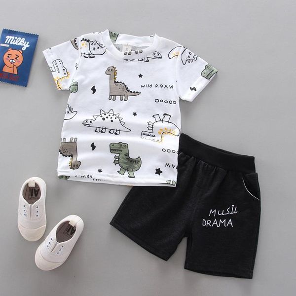 

clothing sets 2021 fashion kids clothes girls outfits baby boy sommer kleidungssets kurzarm gestreifte karikaturdruck t-shirt niÃ±a, White