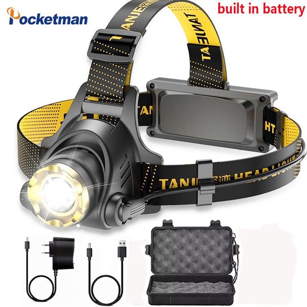 

headlamps bright t6 led headlamp head outdoor night fishing light miner's lamp zoom headlight long-range with battery