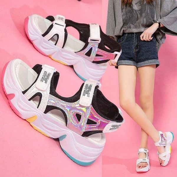 

sandals women summer fashion women's 2021 wedge heels platform open toe, Black