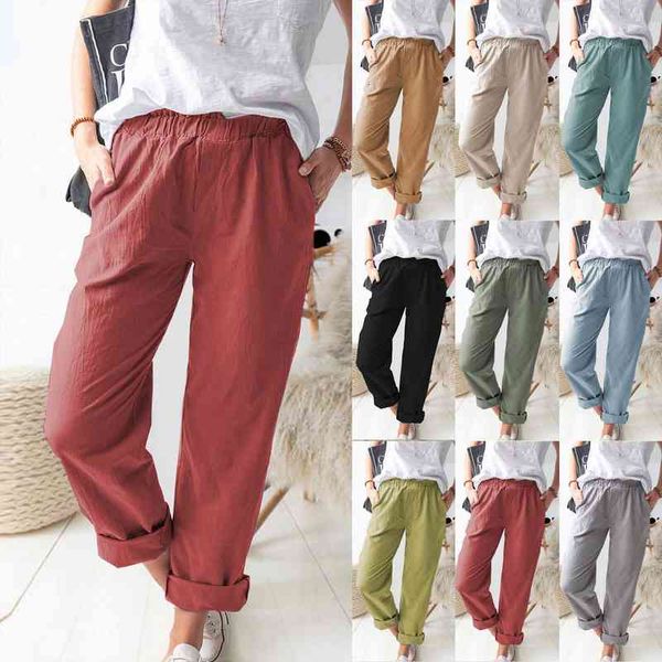 

wide leg clothing solid womens capris cotton linen loose elastic waist casual summer comfortable g30, Black;white