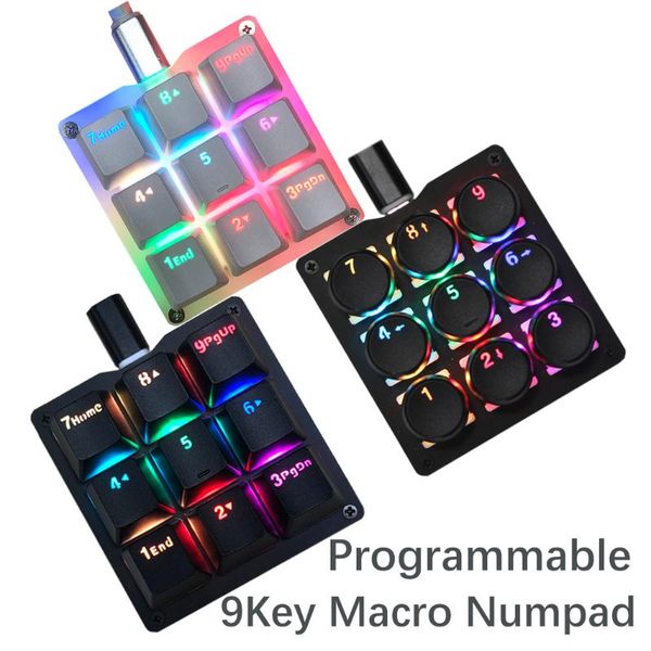 

keyboards rgb macro keyboard 9keys programmable macropad numpad customize mechanical keypad type c keycap with software