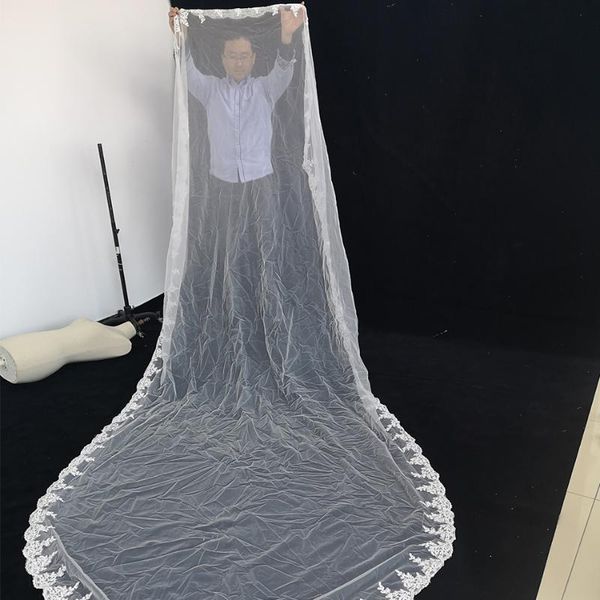 

bridal veils real pos 3.5m white/ivory wedding veil one-layer long head accessories sell, Black