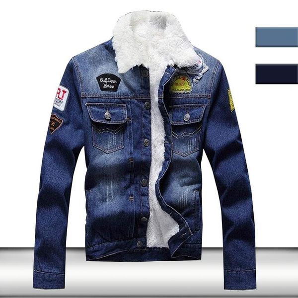

men's jackets men jean jacket 2021 fashion denim mens fleece lined coat winter warm clothing vintage cowboy coats, Black;brown