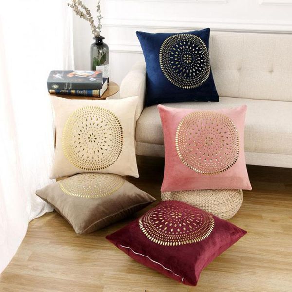 

cushion/decorative pillow luxury velvet cushion cover gold rivet pink blue ivory camel floral home decorative for couch sofa 45x45cm