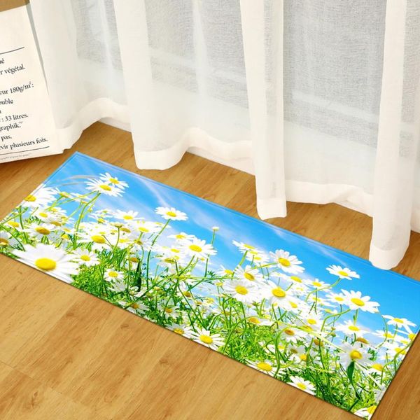 

carpets wujie kitchen mat daisy pattern long non-slip entrance doormat bedroom home floor decoration carpet absorbent bath rug