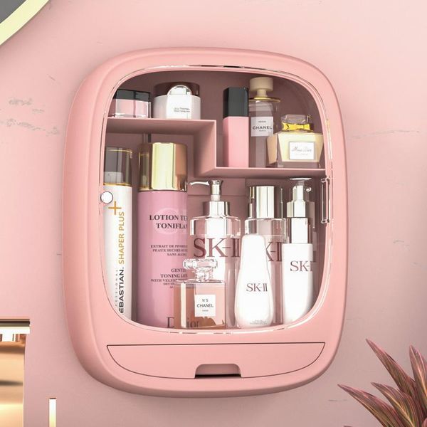 

wall-mounted cosmetic storage box large capacity with drawer make up organizer punch-household bathroom containerwf boxes & bins