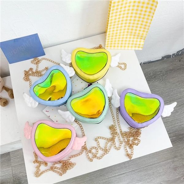 

children mini purse 2021 cute little girl laser crossbody bag kawaii kids small coin pouch wallet baby clutch bag, White