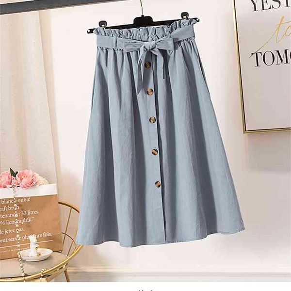 

autumn & winter arrival europe and america skirt cotton bow-single-breasted solid color 210527, Black