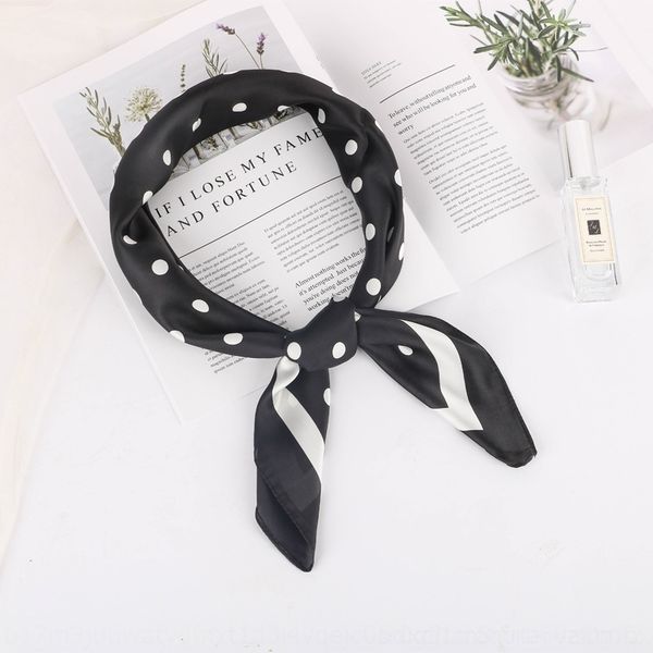 

BHPV 2020 springins storm cravat point small square silk scarf women's ties japan and south korea simulation silk small square scarf women', Black;gray