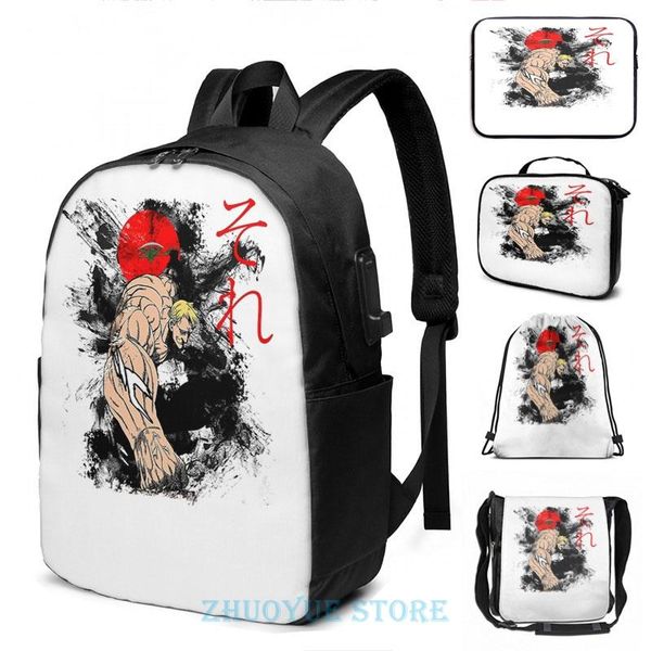 

backpack funny graphic print seven deadly sins escanor - the one usb charge men school bags women bag travel laptop